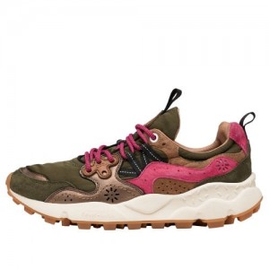 Flower Mountain Yamano 3 Sneakers Dames Groen Roze Bruin | IMN5874BQ